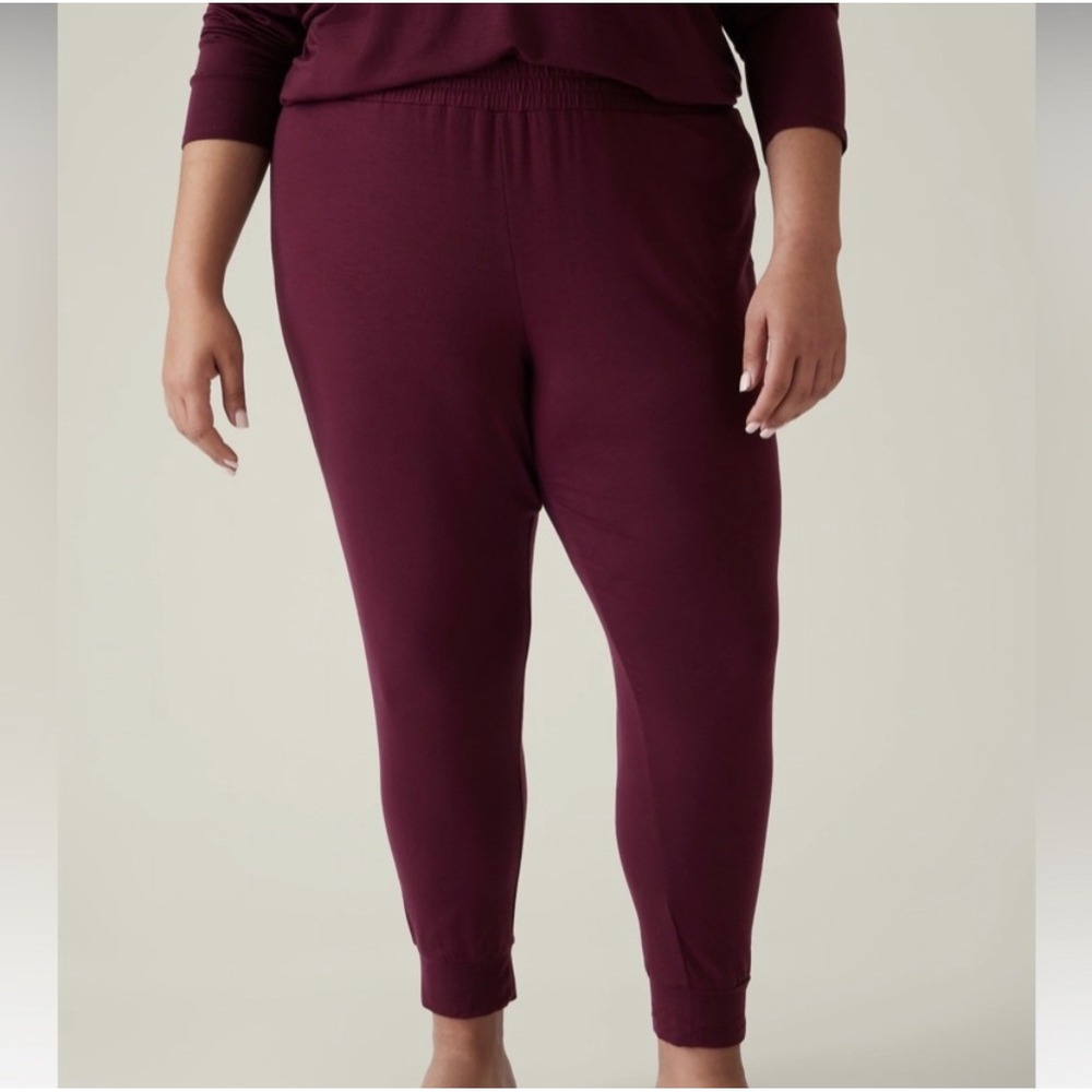 Athleta Nighttime Bliss Sleep Jogger Spiced Cabernet Burgundy 3X Tencel